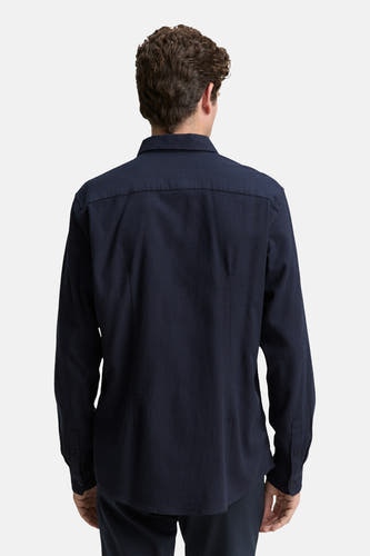 Chemise bleue à manches longues de TOM TAILOR, vue de l'arrière, avec une subtile texture.