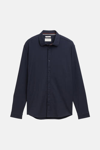 Chemise bleue à manches longues de TOM TAILOR, fine texture et col boutonné.