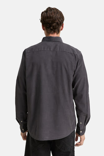 Gris, chemise à longues manches de TOM TAILOR, texture corduroy, dos visible.