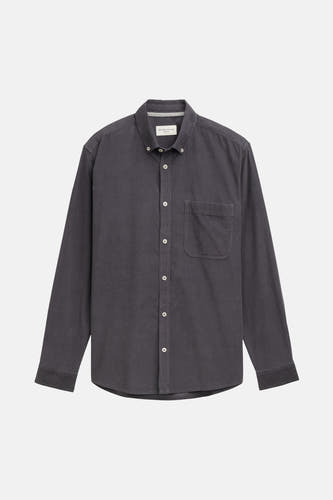 Chemise grise à manches longues de TOM TAILOR, avec une poche po po et un col boutonné.