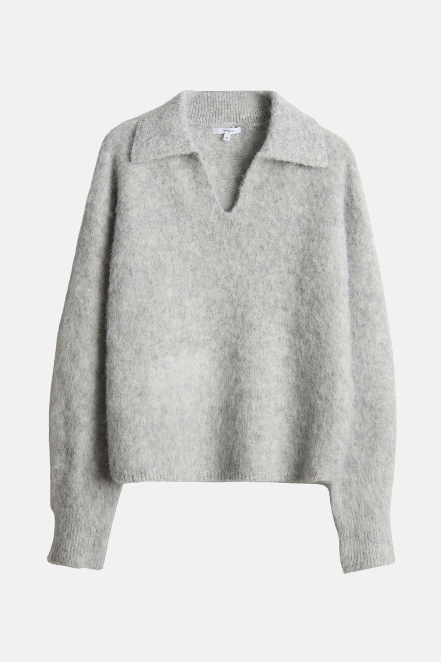 Sweat-shirt gris OPUS avec un col détaché et une texture douce.