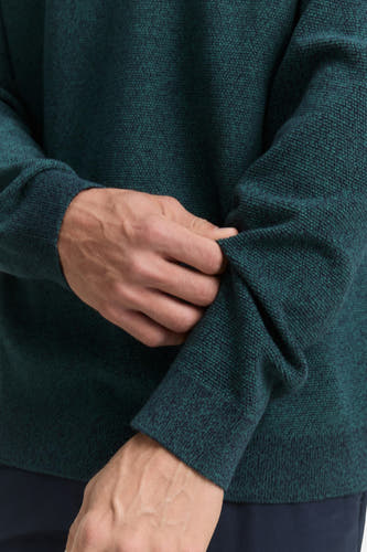 Gilet turquoise avec col rond de TOM TAILOR, avec manches retroussées et une fine texture trée.