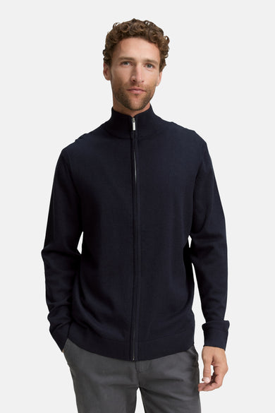 Gilet bleu de TOM TAILOR avec des manches longues et une fermeture éclair.