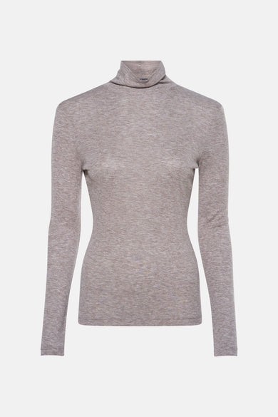 Manteau beige OPUS, avec une texture subtilement mélangée et des manches longues.