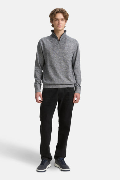 Sweat-shirt gris à col rond de TOM TAILOR, avec des manches longues et une fermeture éclair.