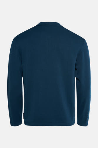 Gilet turquoise de Tom Tailor, avec des manches longues et un fin motif côtelé sur un fond blanc.