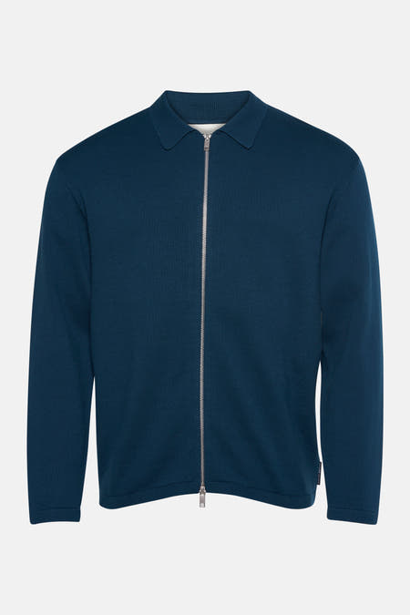 Gilet turquoise de TOM TAILOR, avec des manches longues et une fermeture à glissière argentée.