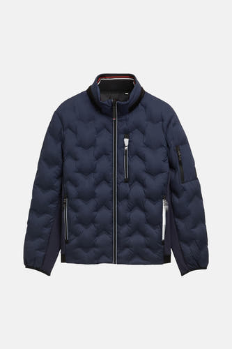 Manteau court bleu de TOM TAILOR avec des poches à fermeture éclair et un motif distinctif.