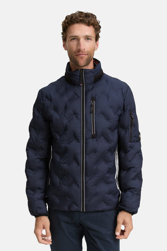 Jackeau bleu de TOM TAILOR, avec un motif de visière effiloché, une fermeture éclair et des poches.