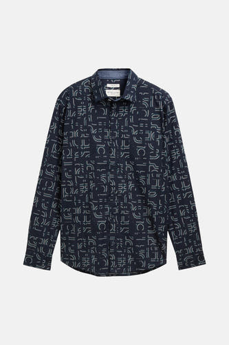 Chemise bleue à manches longues de TOM TAILOR, avec un motif abstrait.