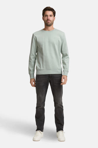 Pull vert à col rond TOM TAILOR, couleur unie, manches longues et poignets côtelés.