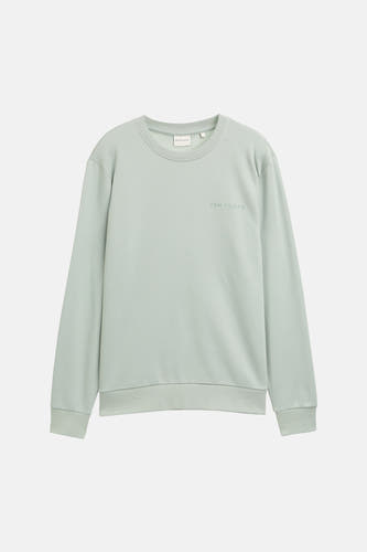 Pull vert de TOM TAILOR à manches longues avec un discret logo imprimé sur la poitrine.