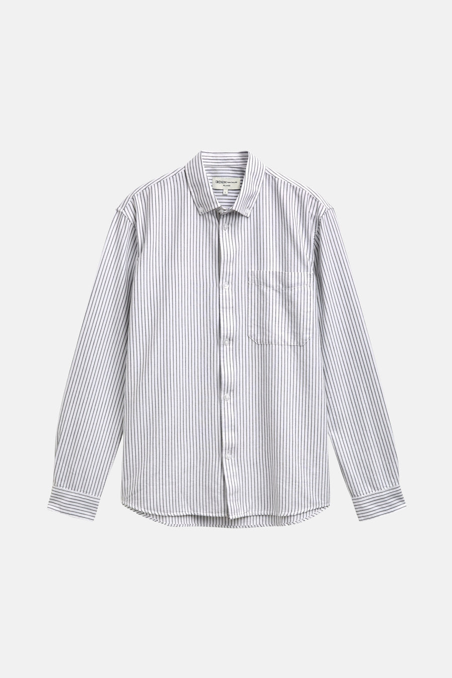 Wit gestreept overhemd met lange mouwen en borstzak.