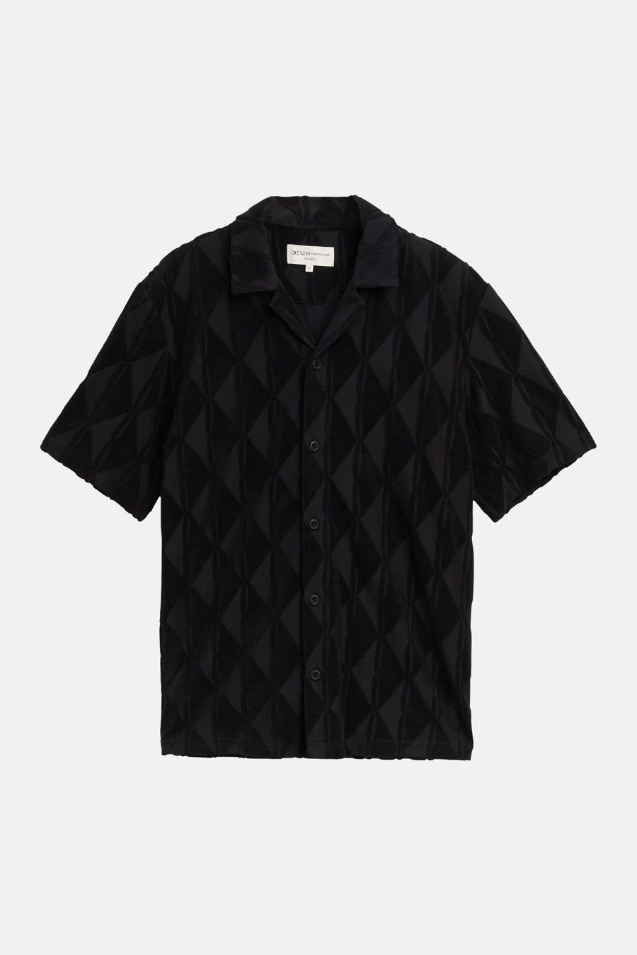 Chemise noire TOM TAILOR avec motif à carreaux structuré et boutons foncés.