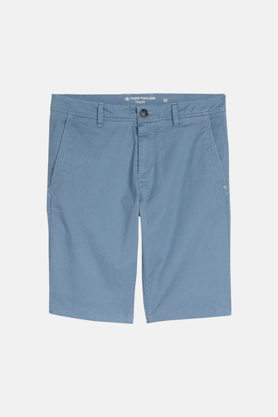 Bermuda bleu TOM TAILOR, couleur unie et coupe décontractée.