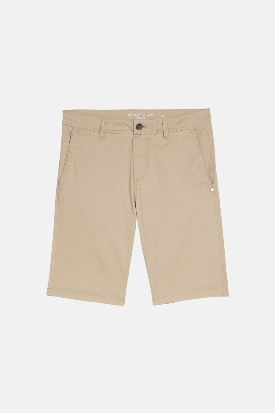 Bermuda beige de TOM TAILOR avec un tissu uni et une fermeture à boutons.