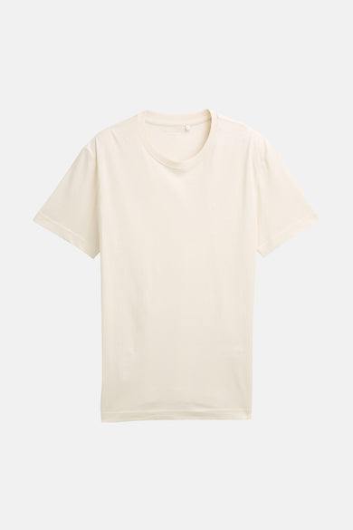 T-shirt blanc à manches courtes de TOM TAILOR, avec un col rond et un logo discret.