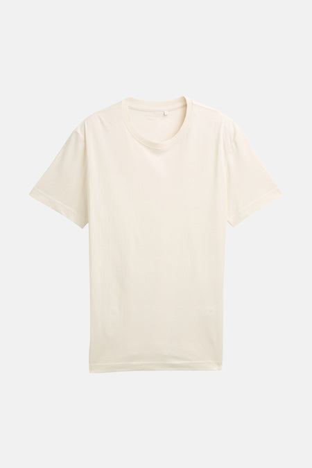 T-shirt blanc à manches courtes de TOM TAILOR, avec un col rond et un logo discret.
