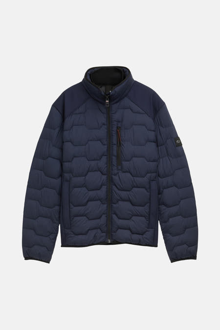 Manteau court bleu de TOM TAILOR avec un motif brodé pour une texture duée.