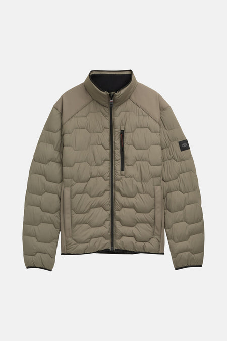 Olijfgroene gewatteerde jas.