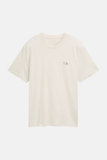 T-shirt à manches courtes écru de TOM TAILOR, avec petit imprimé texte noir 'Spicy Nicey'.