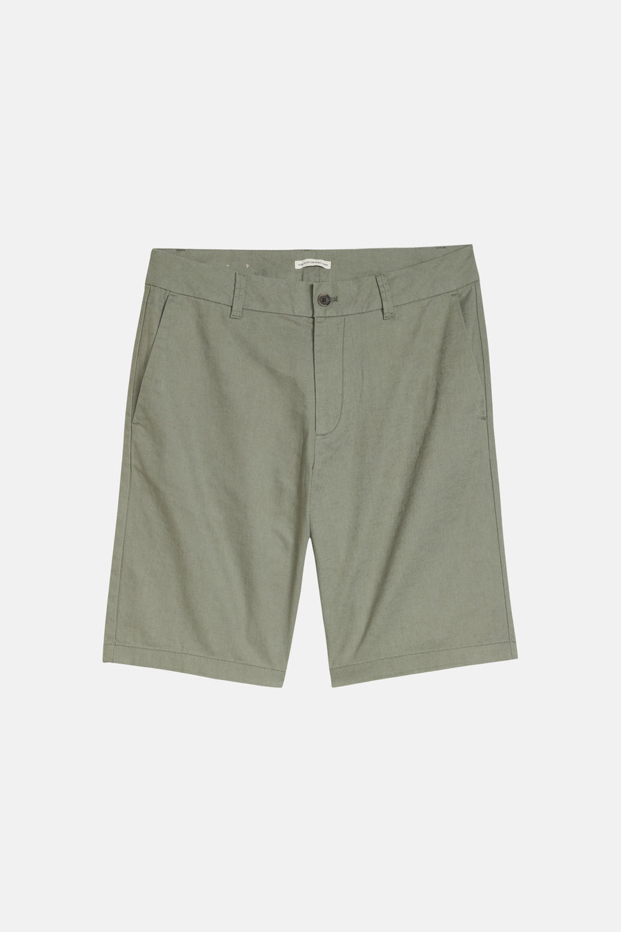 Short vert de TOM TAILOR, en mélange de lin, avec fermeture à boutons et poches.