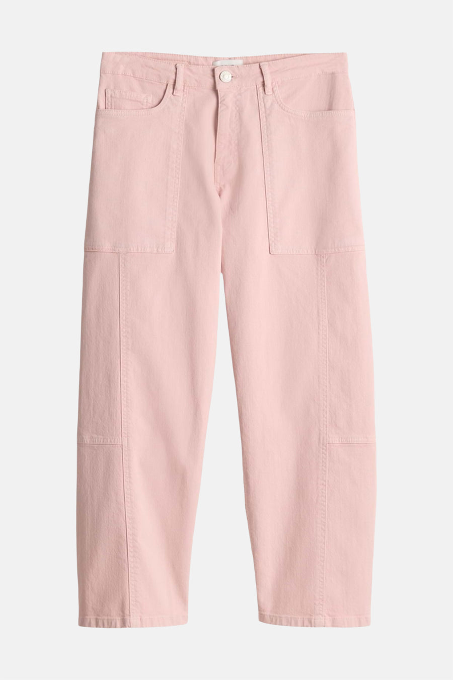 Pantalon rose OPUS, coupe droite avec poches avant, sur fond neutre.