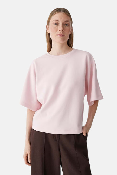 Pull rose OPUS, avec manches trois-quarts et couleur unie, vu de dos.