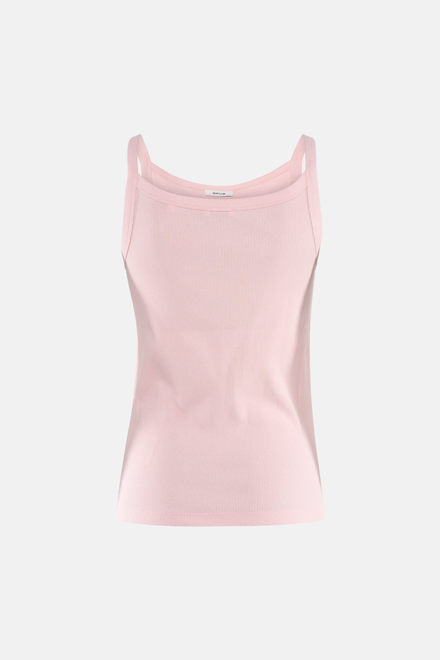 Débardeur rose OPUS en tissu côtelé, avec un col rond et des fines bretelles.