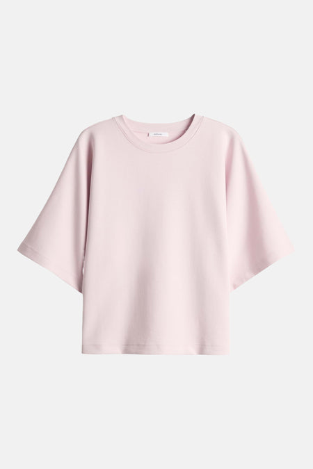 T-shirt rose OPUS à col rond et manches courtes larges.