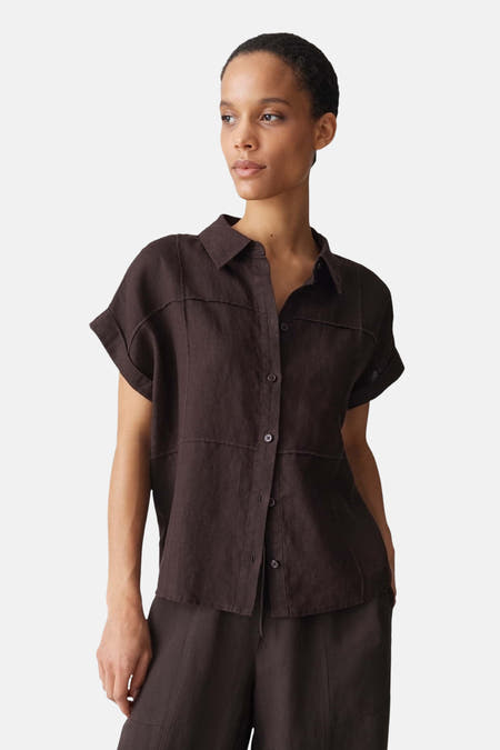Chemise à manches courtes - brun