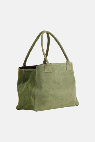 Sac cabas en suède kaki d'Access® avec deux anses et texture douce.