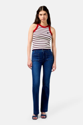 FLARE WRANGLER - dark blue denim