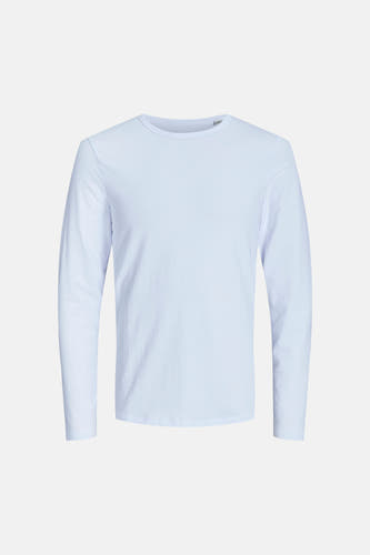 T-shirt à manches longues bleu de PREMIUM by JACK & JONES, couleur unie et col rond.