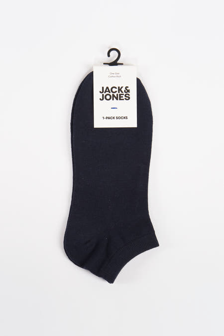 Chaussettes bleues d'ACCESSORIES BY JACK & JONES, avec logo blanc et emballage sur cintre.