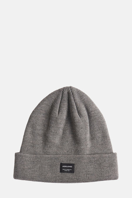 Casquette grise d'ACCESSORIES BY JACK & JONES, avec une texture côtelée et un petit logo sur l'avant.