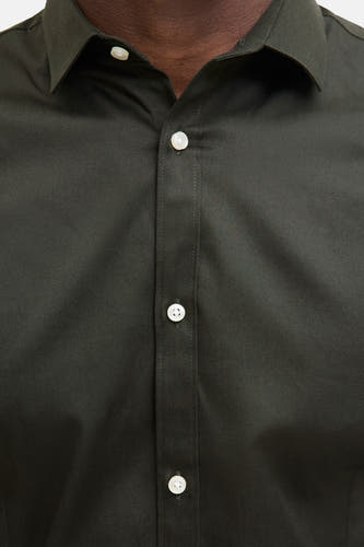 Vert, chemise à manches longues de PREMIUM by JACK & JONES, avec des boutons en nacre sur l'avant.