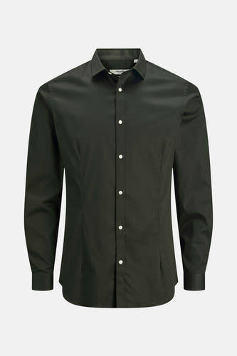 Chemise verte à manches longues de PREMIUM by JACK & JONES, avec des boutons blancs.