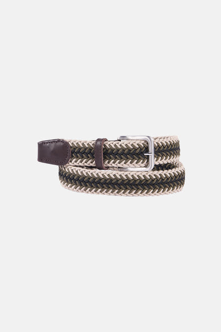Ceinture verte de ACCESSORIES BY JACK & JONES avec motif tressé et boucle argentée.