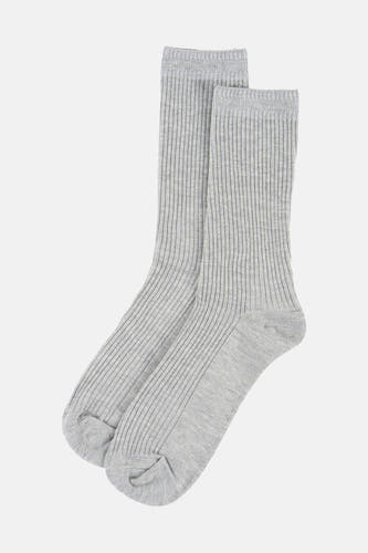 Chaussettes grises côtelées de BIRDLAND, présentées avec une étiquette blanche indiquant le logo et la taille 37-41.