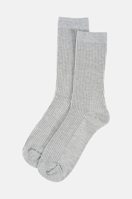 Chaussettes grises côtelées de BIRDLAND, présentées avec une étiquette blanche indiquant le logo et la taille 37-41.