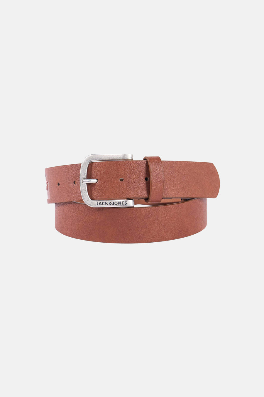 Ceinture brune d'ACCESSORIES BY JACK & JONES, avec boucle argentée et texture subtile.