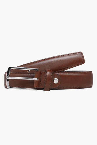 Ceinture brune d'ACCESSORIES BY JACK & JONES, avec boucle et rivets argentés.