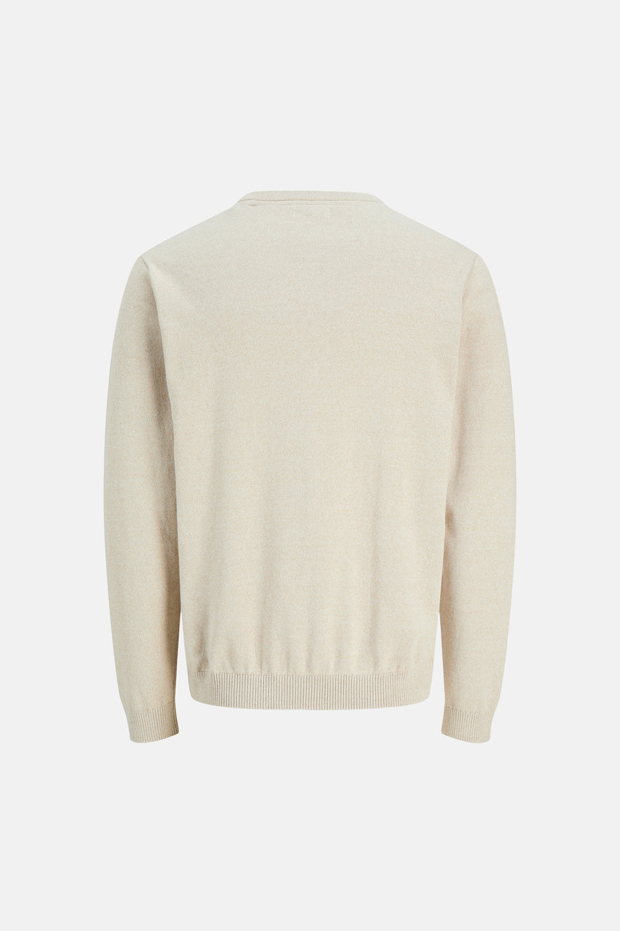 Pull beige à col rond de CORE BY JACK & JONES, tricot uni sur fond blanc.