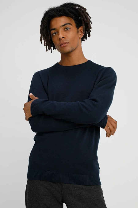 Blauwe trui met ronde hals van CORE BY JACK & JONES, met lange mouwen en effen kleur.