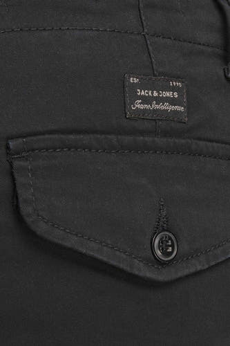 Pantalon cargo noir de JACK & JONES JEANS INTELLIGENCE, avec poche et détail de bouton.