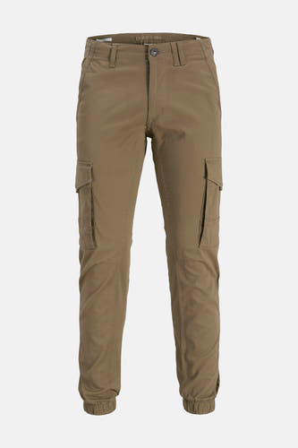 Pantalon cargo brun de JACK & JONES JEANS INTELLIGENCE, avec des poches cargo et des bordures élastiques.