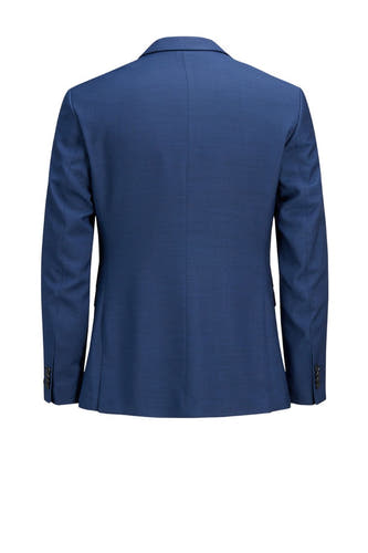 Blazer bleu de PREMIUM par JACK & JONES, vu de l'arrière, avec des détails de boutons sur les poignets.