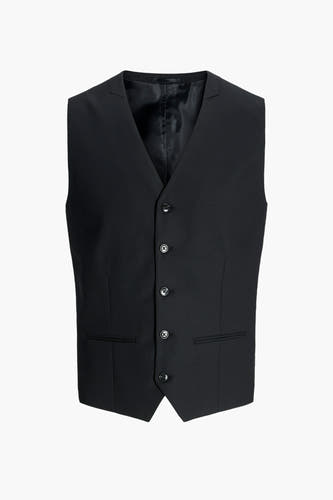 Gilet noir de PREMIUM par JACK & JONES avec fermeture à boutons et poches passepoilées.