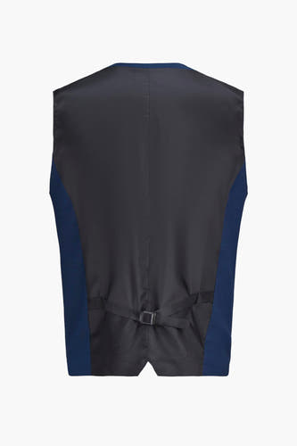 Gilet bleu de PREMIUM par JACK & JONES, dos en bleu marine uni avec ceinture ajustable.